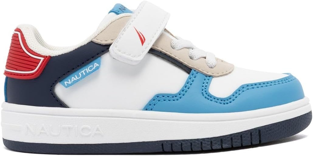 image:imageNautica Kids Adjustable Strap Shoes Comfortable Casual Sneakers for Boys and Girls Toddlers amp Little KidsWhite Blue Red