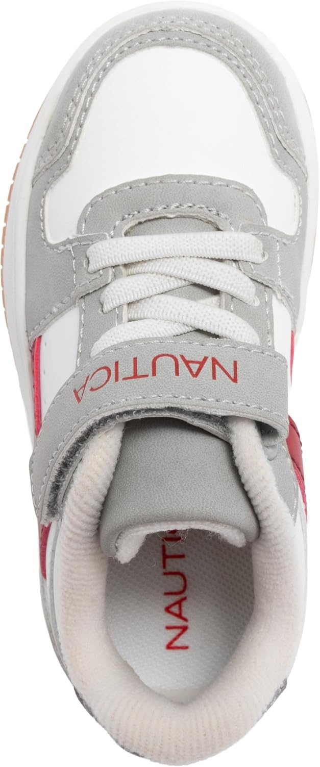 image:imageNautica Kids Adjustable Strap Shoes Comfortable Casual Sneakers for Boys and Girls Toddlers amp Little KidsWhite Grey Red