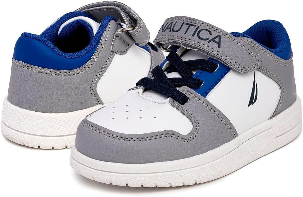image:imageNautica Kids Adjustable Strap Shoes Comfortable Casual Sneakers for Boys and Girls Toddlers amp Little KidsWhite Greycaraoni