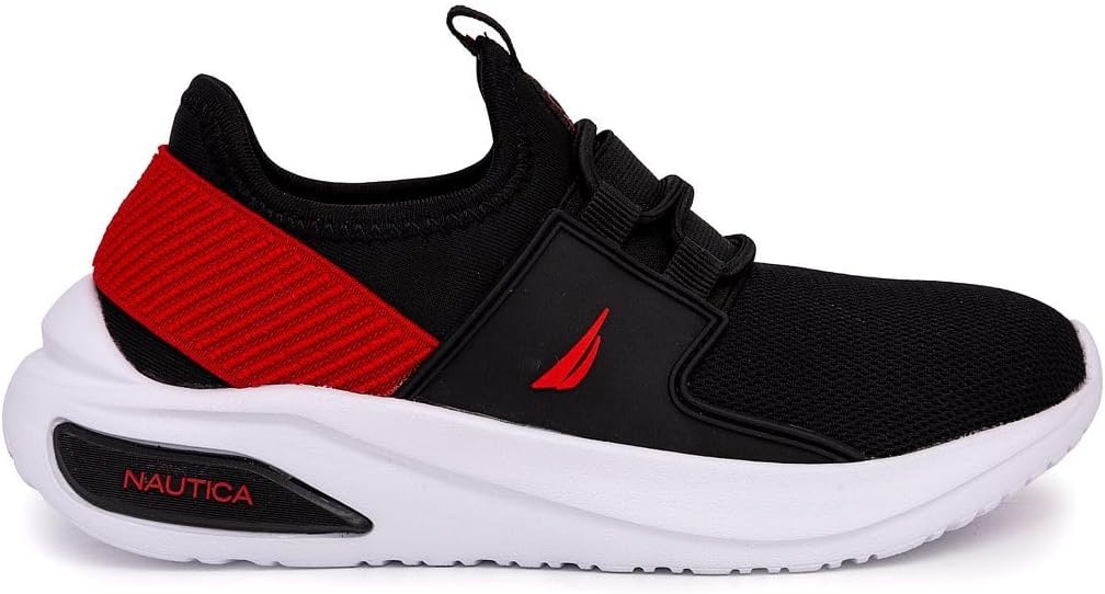 image:imageNautica Kids Athletic SlipOn Sneakers Comfortable Bungee Running Shoes for Boys and Girls Stylish and Supportive Footwear for Active Kids Big KidLittle KidToddlerBlack Redmolded