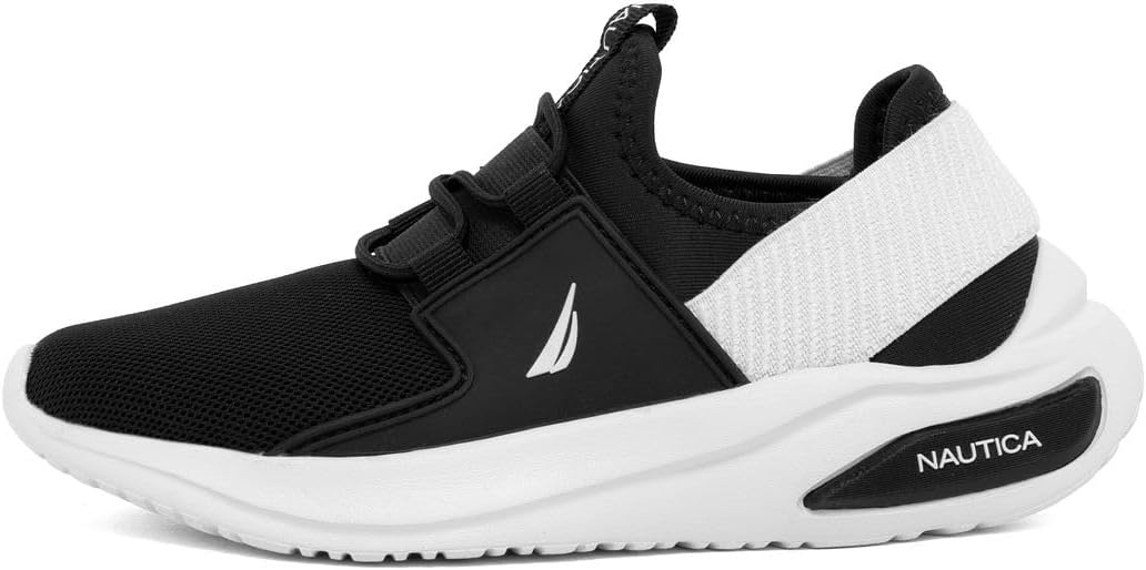 image:imageNautica Kids Athletic SlipOn Sneakers Comfortable Bungee Running Shoes for Boys and Girls Stylish and Supportive Footwear for Active Kids Big KidLittle KidToddlerBlackWhite
