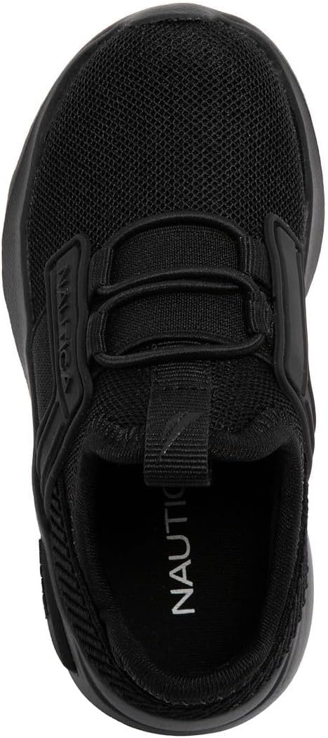 image:imageNautica Kids Athletic SlipOn Sneakers Comfortable Bungee Running Shoes for Boys and Girls Stylish and Supportive Footwear for Active Kids Big KidLittle KidToddlerBlack Monomavven