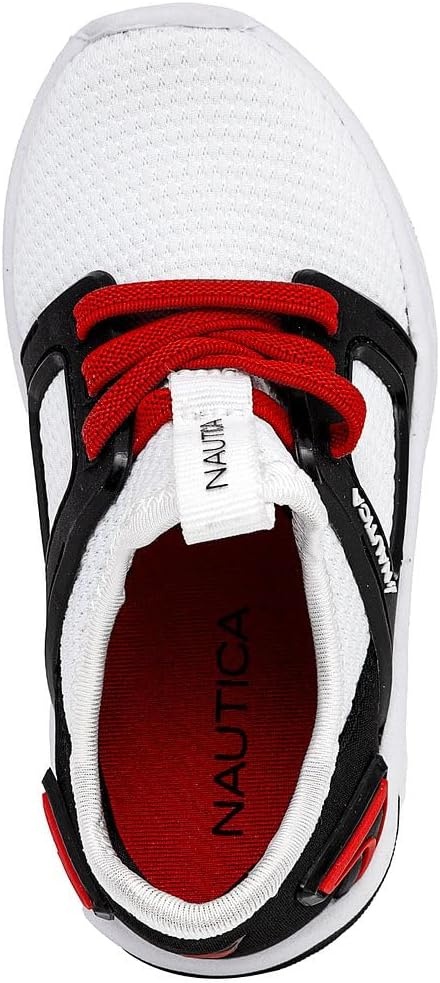 image:imageNautica Kids Athletic SlipOn Sneakers Comfortable Bungee Running Shoes for Boys and Girls Stylish and Supportive Footwear for Active Kids Big KidLittle KidToddlerWhite Black Red