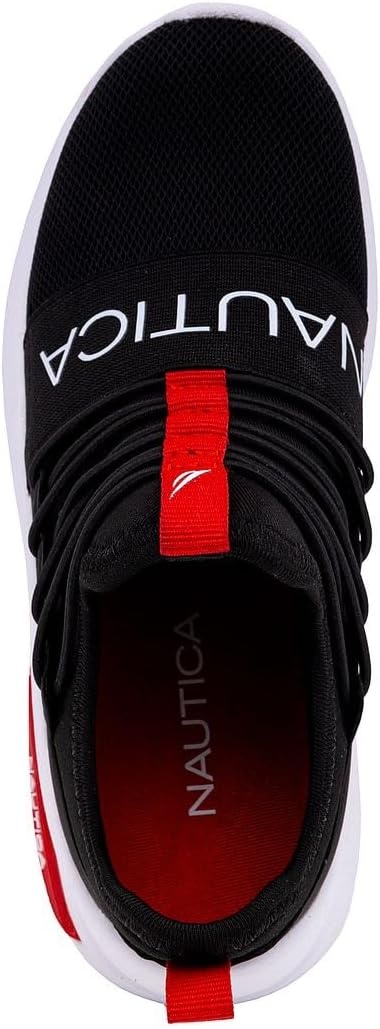 image:imageNautica Kids Athletic SlipOn Sneakers Comfortable Bungee Running Shoes for Boys and Girls Stylish and Supportive Footwear for Active Kids Big KidLittle KidToddlerBlack Redsummr