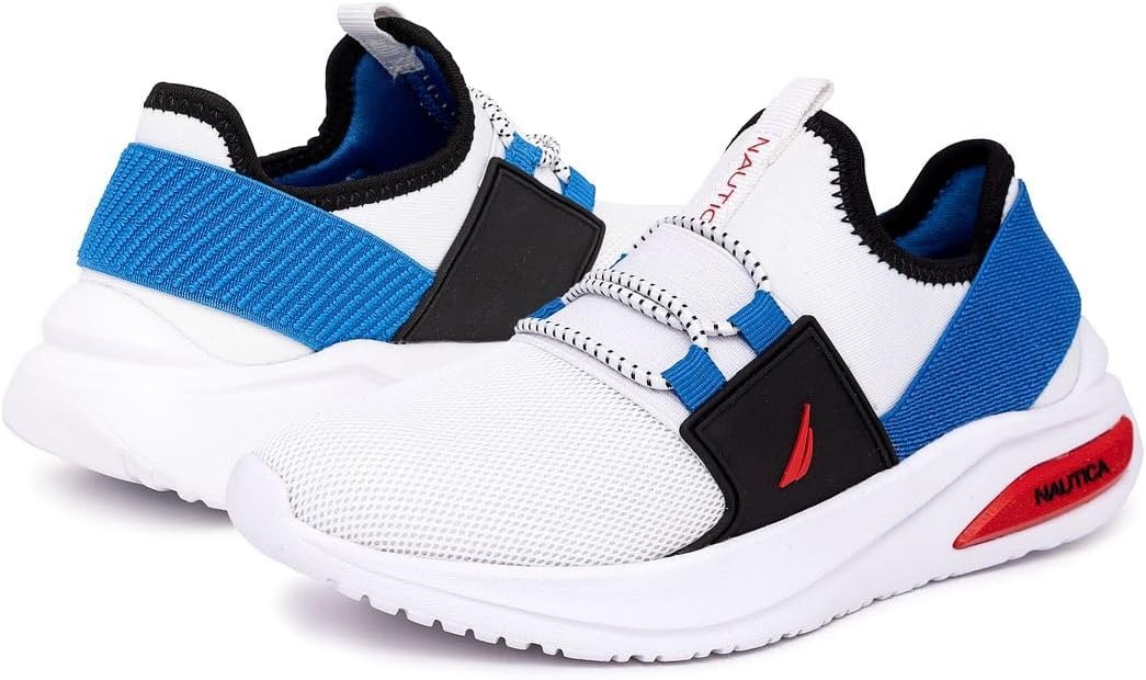 image:imageNautica Kids Athletic SlipOn Sneakers Comfortable Bungee Running Shoes for Boys and Girls Stylish and Supportive Footwear for Active Kids Big KidLittle KidToddlerWhite Multimolded