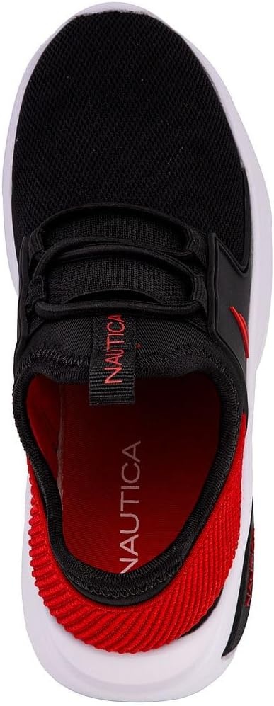 image:imageNautica Kids Athletic SlipOn Sneakers Comfortable Bungee Running Shoes for Boys and Girls Stylish and Supportive Footwear for Active Kids Big KidLittle KidToddlerBlack Redmolded