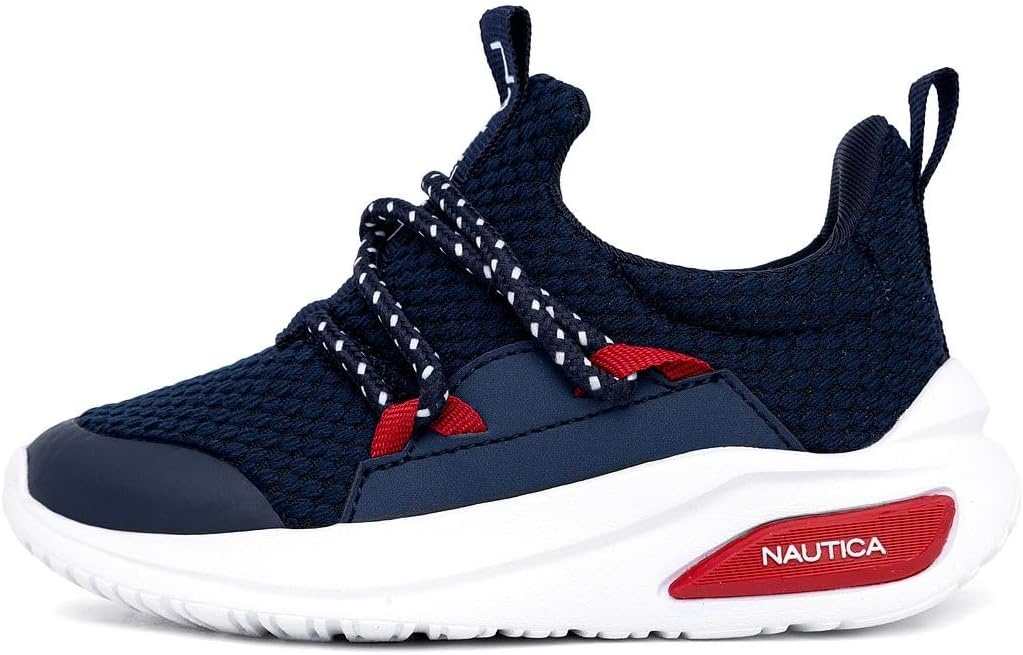 image:imageNautica Kids Athletic SlipOn Sneakers Comfortable Bungee Running Shoes for Boys and Girls Stylish and Supportive Footwear for Active Kids Big KidLittle KidToddlerNavy White Redswimm