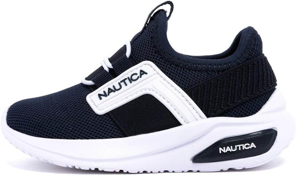 image:imageNautica Kids Athletic SlipOn Sneakers Comfortable Bungee Running Shoes for Boys and Girls Stylish and Supportive Footwear for Active Kids Big KidLittle KidToddlerNavy Whitemavven