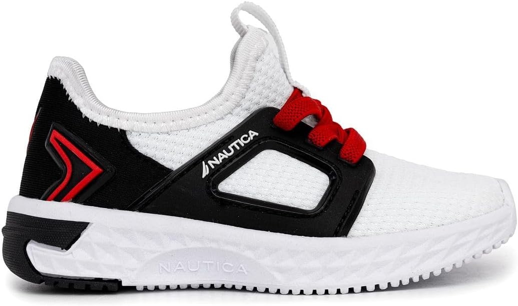 image:imageNautica Kids Athletic SlipOn Sneakers Comfortable Bungee Running Shoes for Boys and Girls Stylish and Supportive Footwear for Active Kids Big KidLittle KidToddlerWhite Black Red