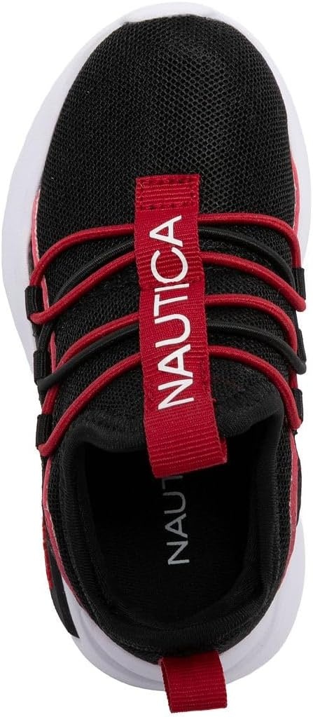 image:imageNautica Kids Athletic SlipOn Sneakers Comfortable Bungee Running Shoes for Boys and Girls Stylish and Supportive Footwear for Active Kids Big KidLittle KidToddlerBlack Redshay
