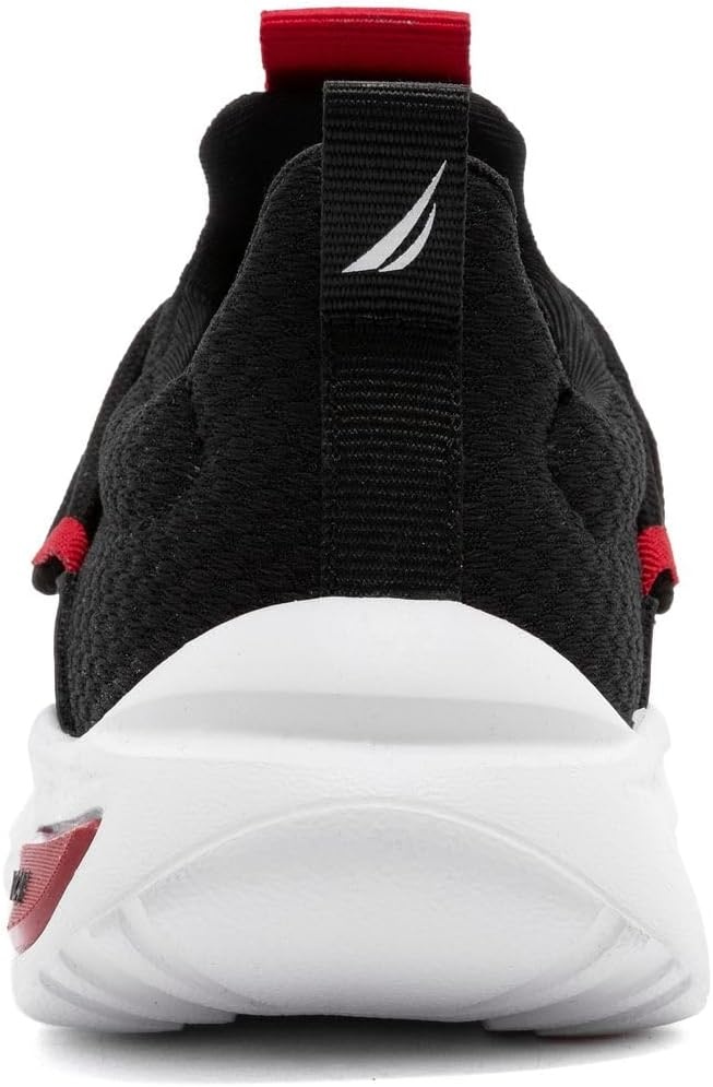 image:imageNautica Kids Athletic SlipOn Sneakers Comfortable Bungee Running Shoes for Boys and Girls Stylish and Supportive Footwear for Active Kids Big KidLittle KidToddlerBlack Black Red