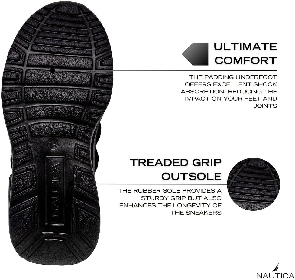 image:imageNautica Kids Athletic SlipOn Sneakers Comfortable Bungee Running Shoes for Boys and Girls Stylish and Supportive Footwear for Active Kids Big KidLittle KidToddlerBlack Mono