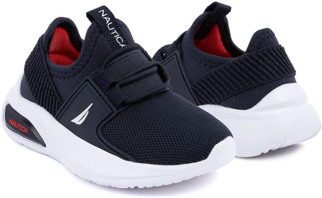 image:imageNautica Kids Athletic SlipOn Sneakers Comfortable Bungee Running Shoes for Boys and Girls Stylish and Supportive Footwear for Active Kids Big KidLittle KidToddlerNavy Redmolded