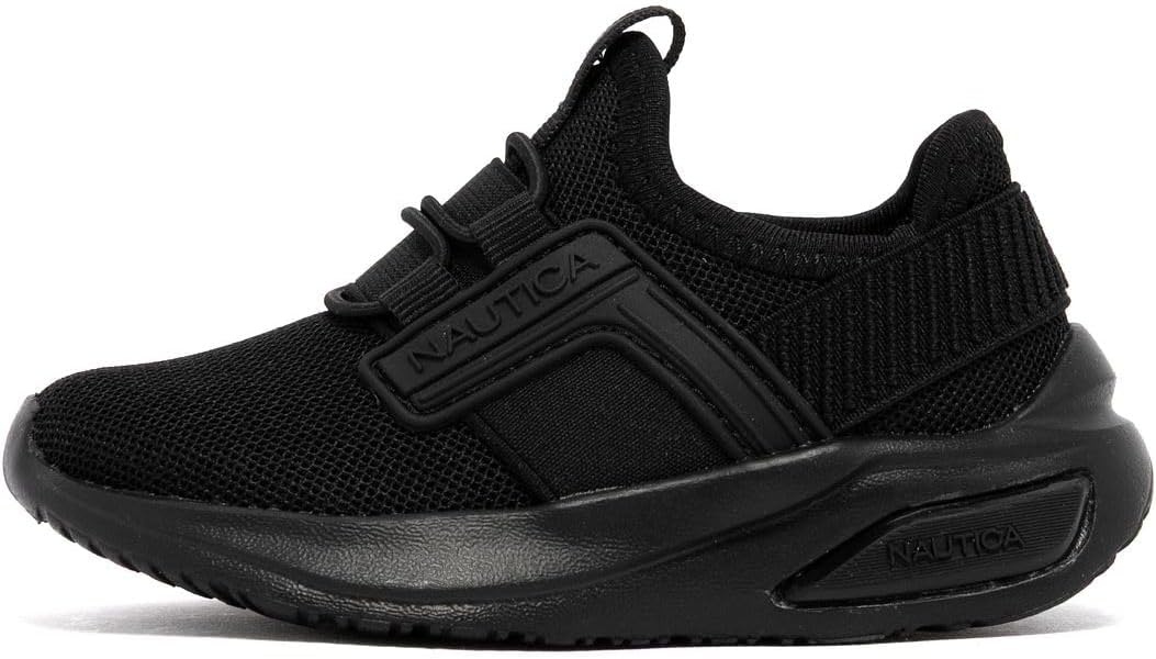 image:imageNautica Kids Athletic SlipOn Sneakers Comfortable Bungee Running Shoes for Boys and Girls Stylish and Supportive Footwear for Active Kids Big KidLittle KidToddlerBlack Monomavven