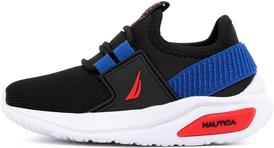 image:imageNautica Kids Athletic SlipOn Sneakers Comfortable Bungee Running Shoes for Boys and Girls Stylish and Supportive Footwear for Active Kids Big KidLittle KidToddlerBlack Multi