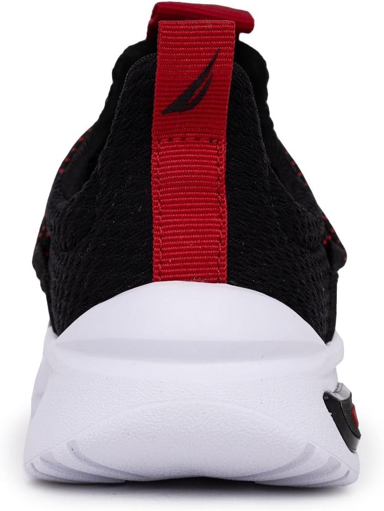 image:imageNautica Kids Athletic SlipOn Sneakers Comfortable Bungee Running Shoes for Boys and Girls Stylish and Supportive Footwear for Active Kids Big KidLittle KidToddlerBlackRed