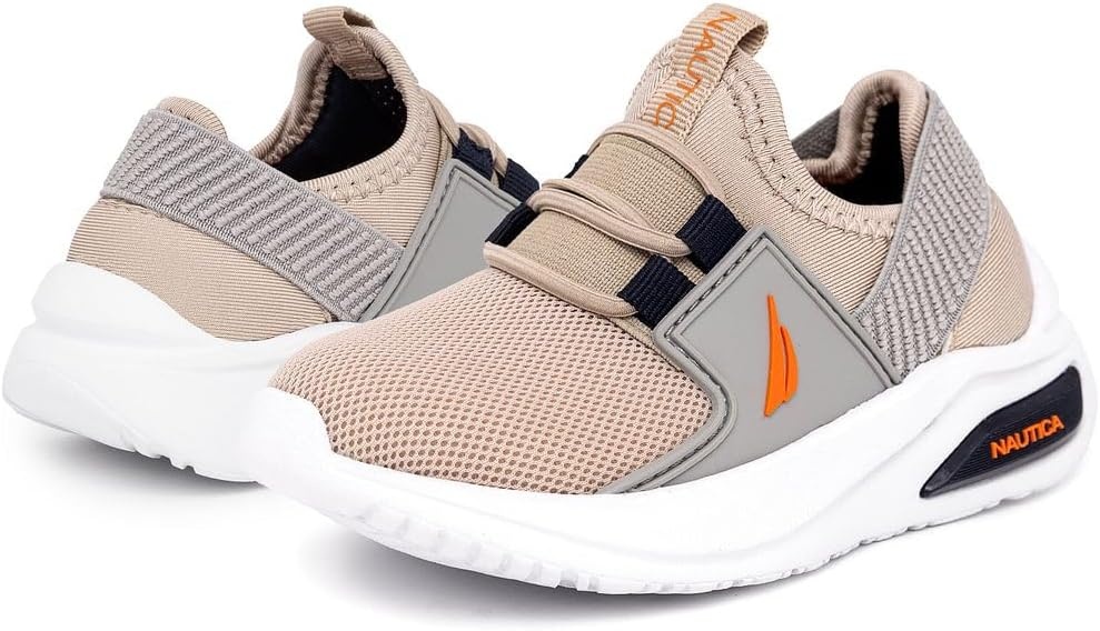 image:imageNautica Kids Athletic SlipOn Sneakers Comfortable Bungee Running Shoes for Boys and Girls Stylish and Supportive Footwear for Active Kids Big KidLittle KidToddlerSand Greymolded
