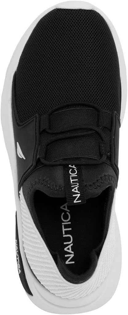 image:imageNautica Kids Athletic SlipOn Sneakers Comfortable Bungee Running Shoes for Boys and Girls Stylish and Supportive Footwear for Active Kids Big KidLittle KidToddlerBlackWhite