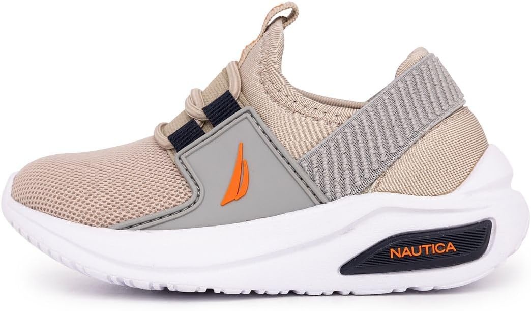 image:imageNautica Kids Athletic SlipOn Sneakers Comfortable Bungee Running Shoes for Boys and Girls Stylish and Supportive Footwear for Active Kids Big KidLittle KidToddlerSand Greymolded