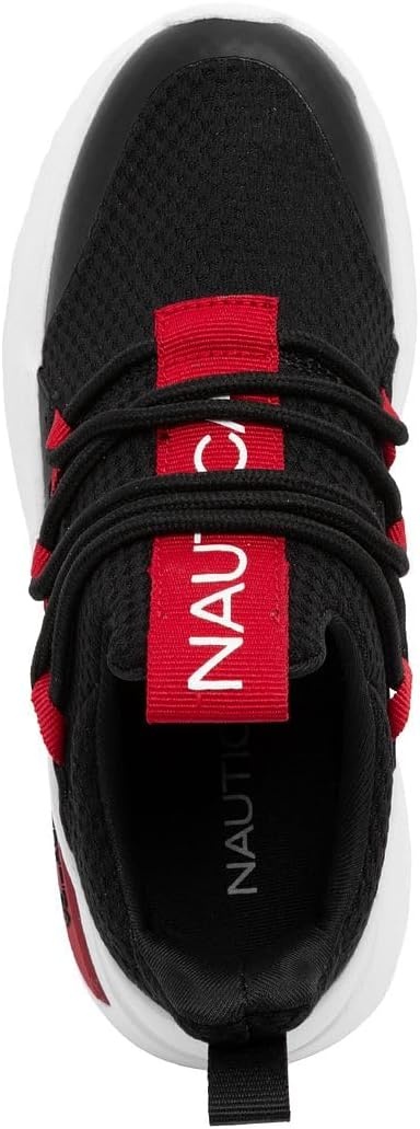 image:imageNautica Kids Athletic SlipOn Sneakers Comfortable Bungee Running Shoes for Boys and Girls Stylish and Supportive Footwear for Active Kids Big KidLittle KidToddlerBlack Black Red