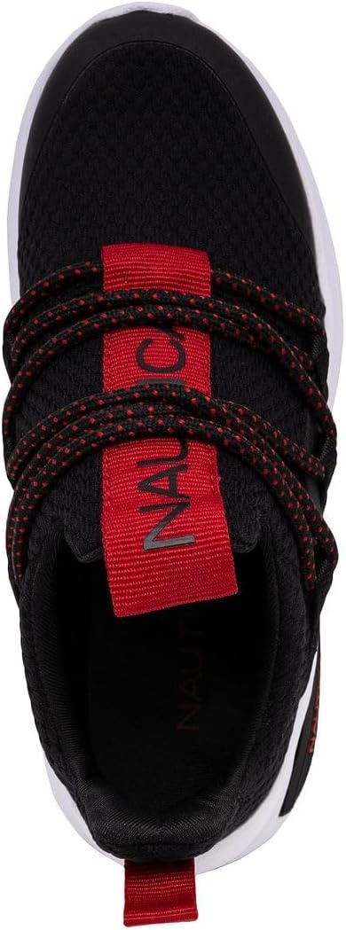 image:imageNautica Kids Athletic SlipOn Sneakers Comfortable Bungee Running Shoes for Boys and Girls Stylish and Supportive Footwear for Active Kids Big KidLittle KidToddlerBlackRed