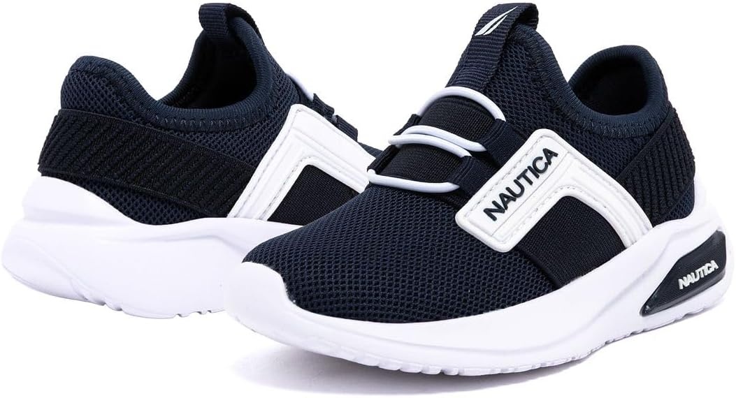 image:imageNautica Kids Athletic SlipOn Sneakers Comfortable Bungee Running Shoes for Boys and Girls Stylish and Supportive Footwear for Active Kids Big KidLittle KidToddlerNavy Whitemavven