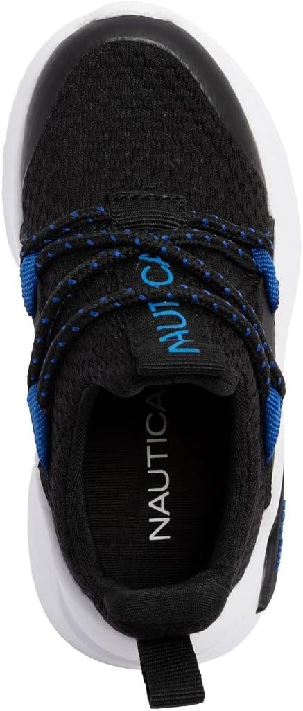 image:imageNautica Kids Athletic SlipOn Sneakers Comfortable Bungee Running Shoes for Boys and Girls Stylish and Supportive Footwear for Active Kids Big KidLittle KidToddlerBlack Cobalt