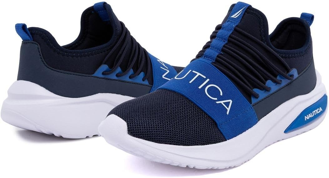 image:imageNautica Kids Athletic SlipOn Sneakers Comfortable Bungee Running Shoes for Boys and Girls Stylish and Supportive Footwear for Active Kids Big KidLittle KidToddlerNavy Cobaltsummr