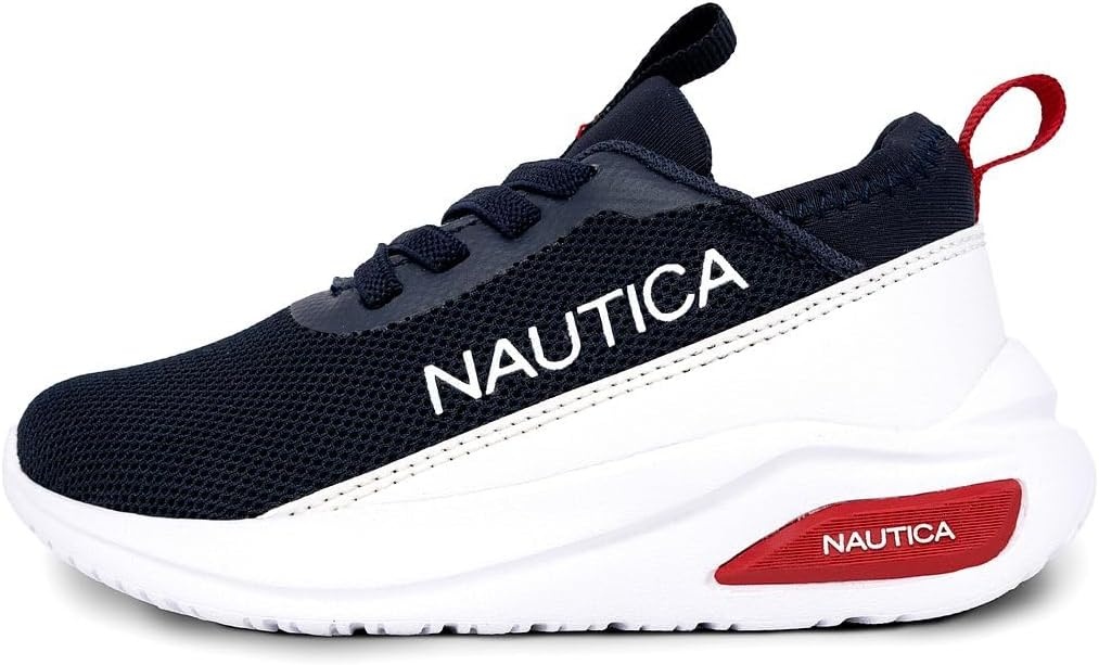 image:imageNautica Kids Athletic SlipOn Sneakers Comfortable Bungee Running Shoes for Boys and Girls Stylish and Supportive Footwear for Active Kids Big KidLittle KidToddlerNavy White Red