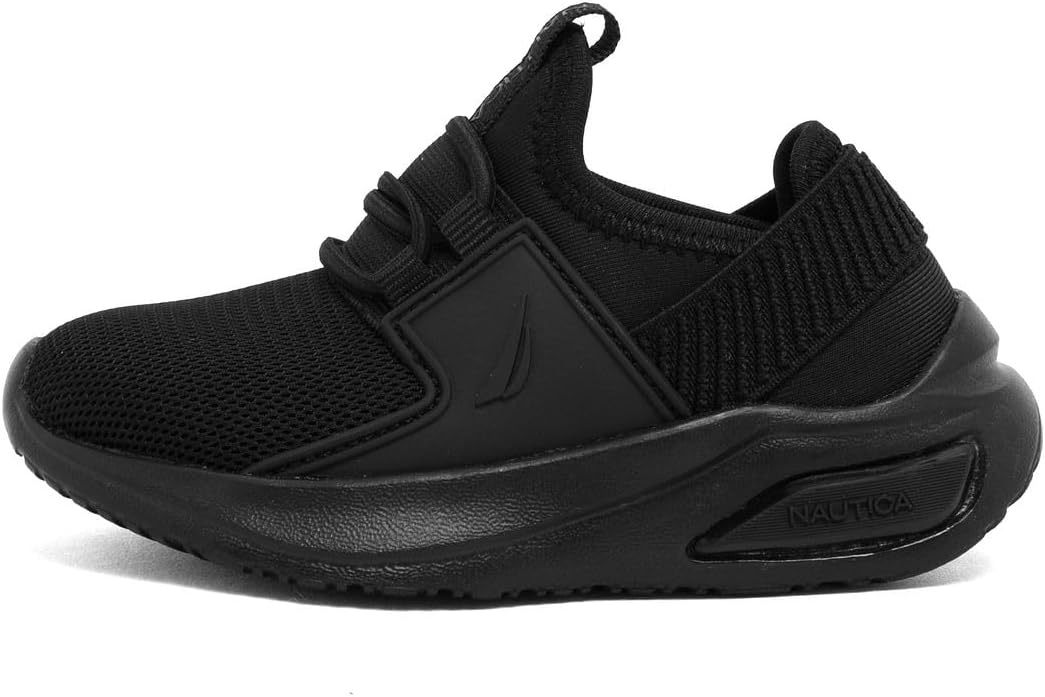 image:imageNautica Kids Athletic SlipOn Sneakers Comfortable Bungee Running Shoes for Boys and Girls Stylish and Supportive Footwear for Active Kids Big KidLittle KidToddlerBlack on Black Molded