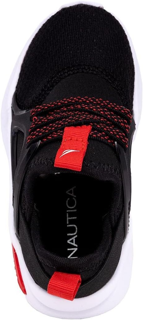 image:imageNautica Kids Athletic SlipOn Sneakers Comfortable Bungee Running Shoes for Boys and Girls Stylish and Supportive Footwear for Active Kids Big KidLittle KidToddlerBlack Redsplash