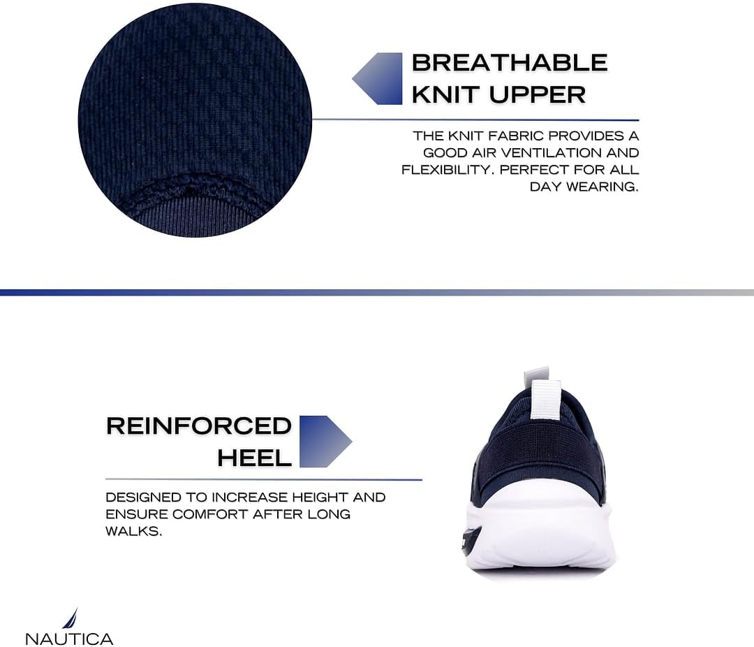 image:imageNautica Kids Athletic SlipOn Sneakers Comfortable Bungee Running Shoes for Boys and Girls Stylish and Supportive Footwear for Active Kids Big KidLittle KidToddlerNavy Whitesplash