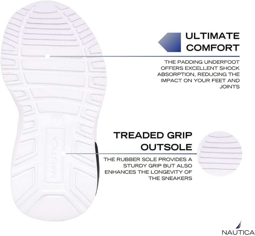 image:imageNautica Kids Athletic SlipOn Sneakers Comfortable Bungee Running Shoes for Boys and Girls Stylish and Supportive Footwear for Active Kids Big KidLittle KidToddlerNavy Whitesplash