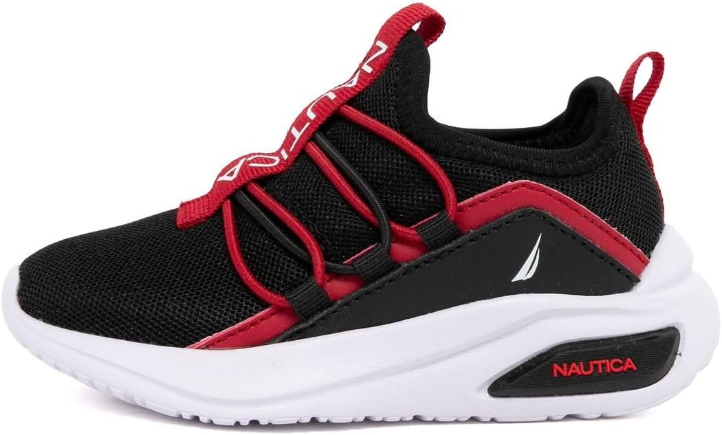 image:imageNautica Kids Athletic SlipOn Sneakers Comfortable Bungee Running Shoes for Boys and Girls Stylish and Supportive Footwear for Active Kids Big KidLittle KidToddlerBlack Redshay