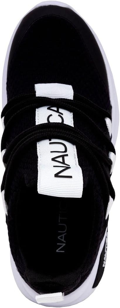 image:imageNautica Kids Athletic SlipOn Sneakers Comfortable Bungee Running Shoes for Boys and Girls Stylish and Supportive Footwear for Active Kids Big KidLittle KidToddlerBlack White