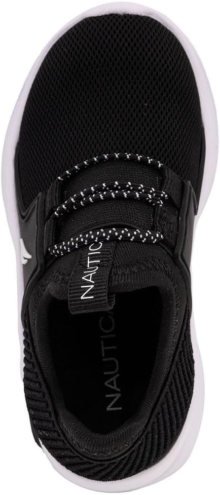 image:imageNautica Kids Athletic SlipOn Sneakers Comfortable Bungee Running Shoes for Boys and Girls Stylish and Supportive Footwear for Active Kids Big KidLittle KidToddlerBlack Whitemolded