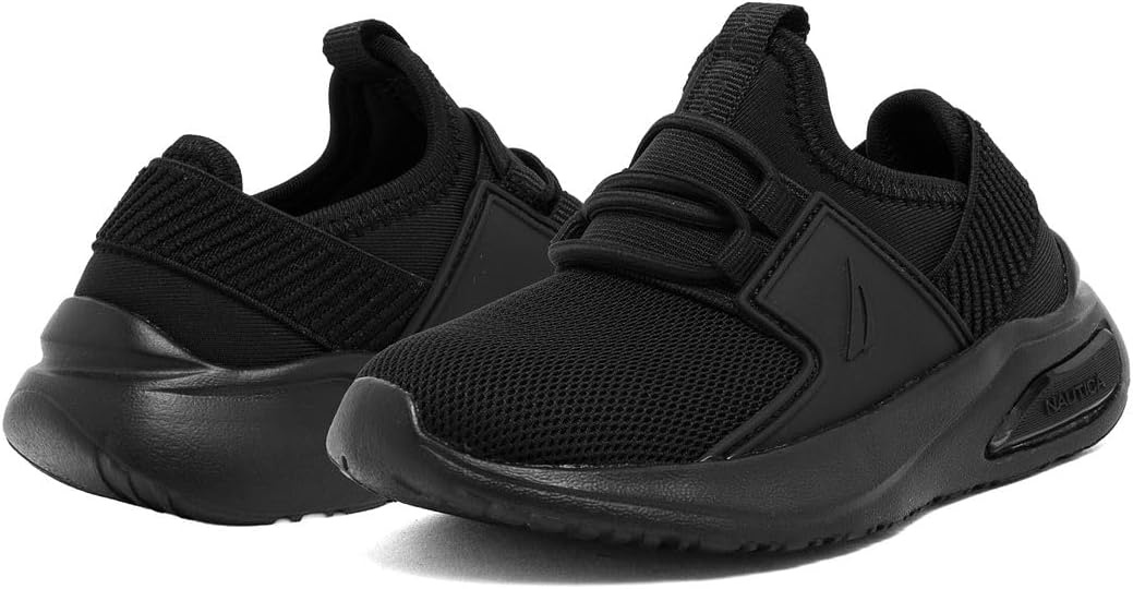 image:imageNautica Kids Athletic SlipOn Sneakers Comfortable Bungee Running Shoes for Boys and Girls Stylish and Supportive Footwear for Active Kids Big KidLittle KidToddlerBlack on Black Molded