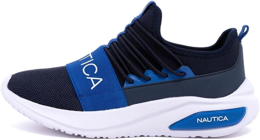 image:imageNautica Kids Athletic SlipOn Sneakers Comfortable Bungee Running Shoes for Boys and Girls Stylish and Supportive Footwear for Active Kids Big KidLittle KidToddlerNavy Cobaltsummr