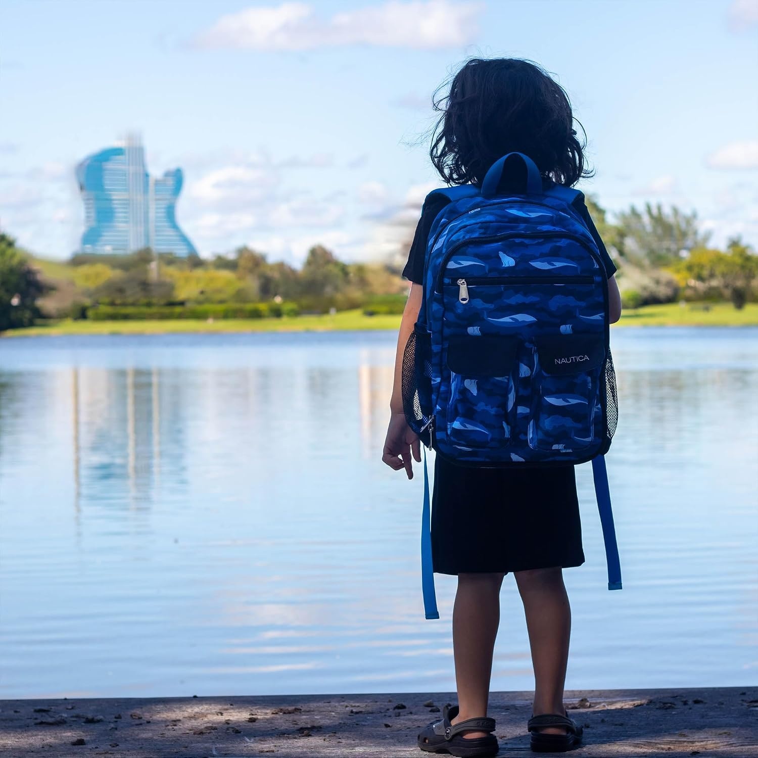 image:imageNautica Kids Backpack for School Kindergarten Elementary Kids Backpack 16 Tall Mermaid TailSailboats