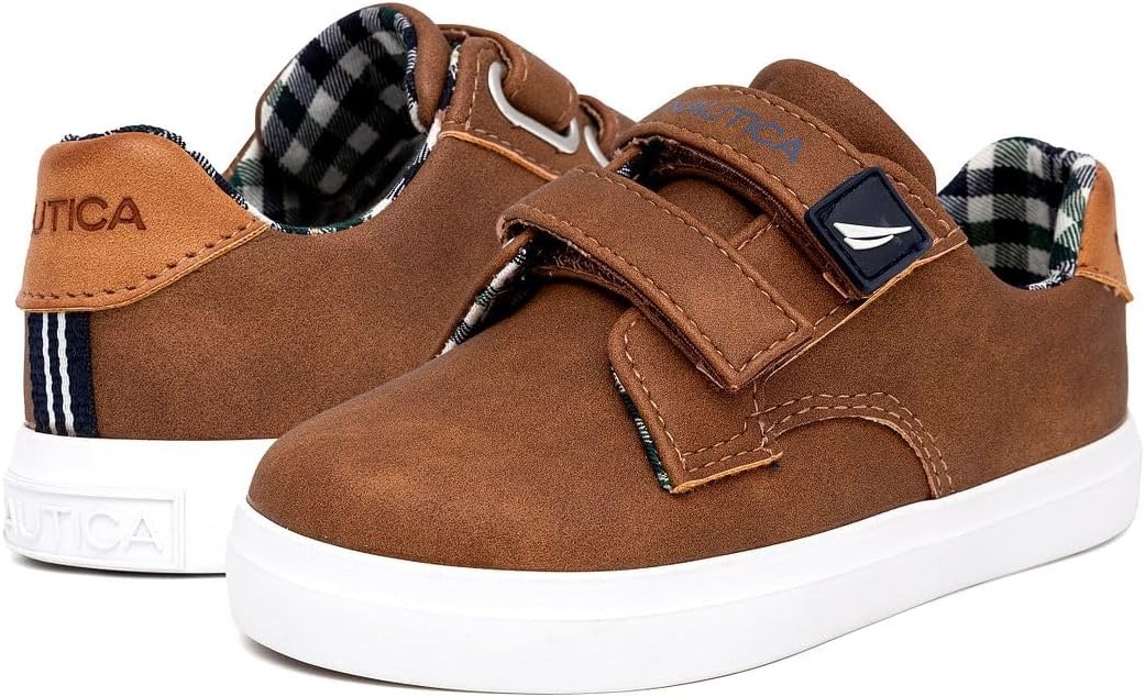 image:imageNautica Kids Boys DoubleStrap Sneaker Casual EasyOn School Shoe for Toddlers and Little Kids Comfortable Everyday Fashion SneakerTan Smoothames