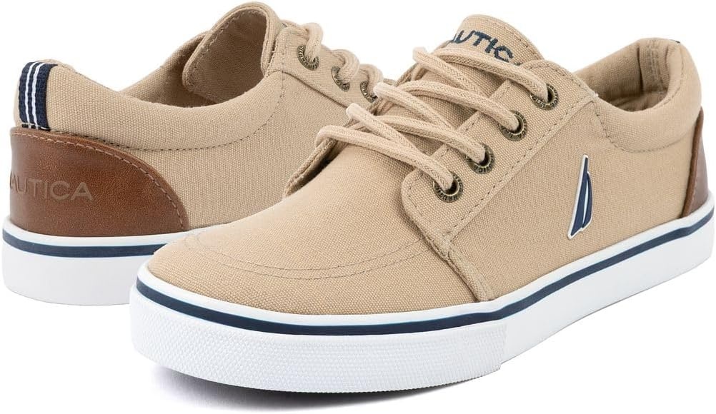 image:imageNautica Kids Boys LaceUp Fashion Sneakers LowTop Dress Shoes for Youth Big KidLittle KidBoat House Brown