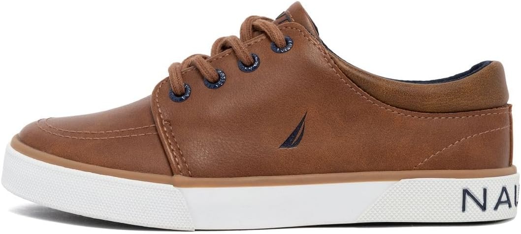 image:imageNautica Kids Boys LaceUp Fashion Sneakers LowTop Dress Shoes for Youth Big KidLittle KidTan Brown Navy