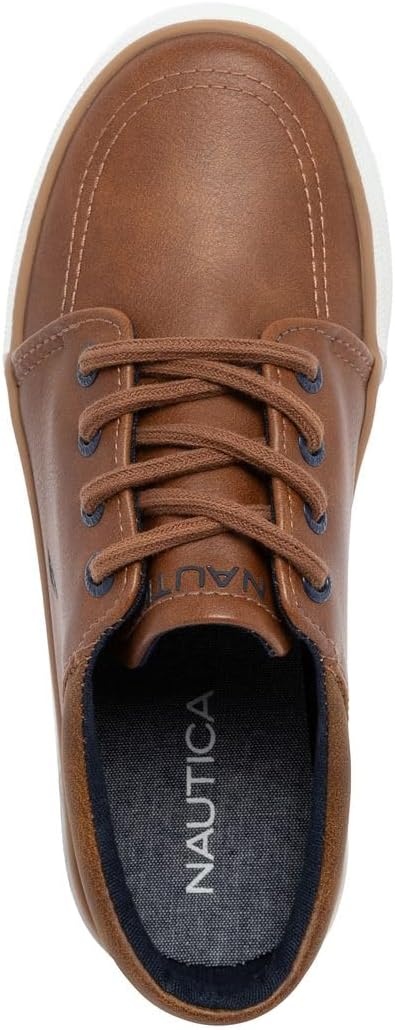 image:imageNautica Kids Boys LaceUp Fashion Sneakers LowTop Dress Shoes for Youth Big KidLittle KidTan Brown Navy