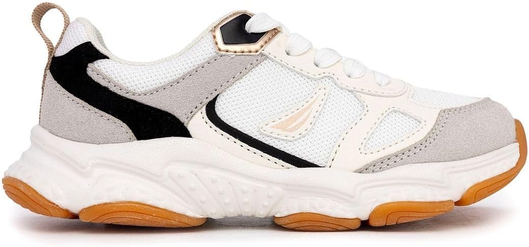 image:imageNautica Kids Boys amp Girls LaceUp Sneakers Athletic Shoes for Running amp Walking with Cushioned Insole and Comfortable Fit for Big and Little KidsBone Black Goldjalbis