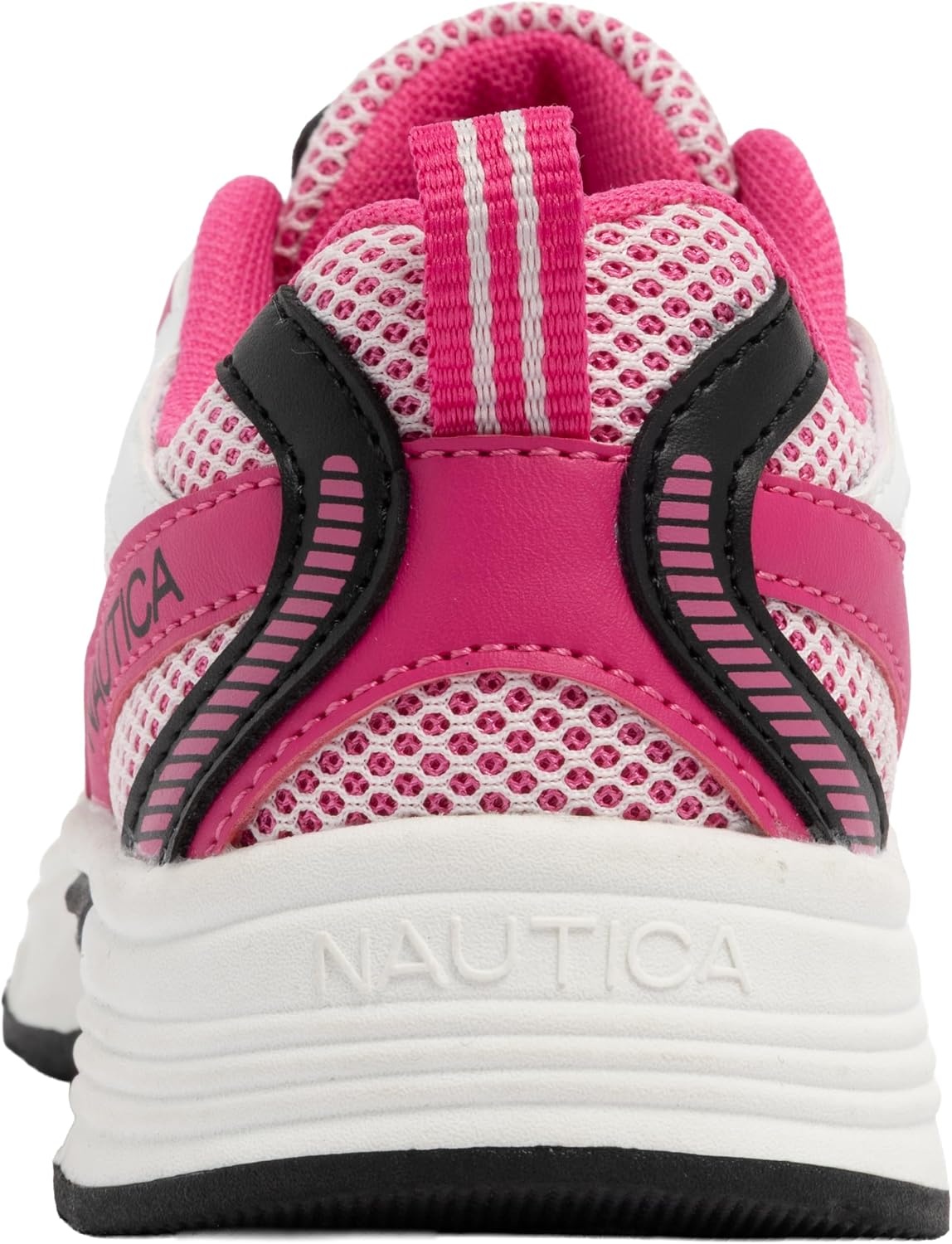 image:imageNautica Kids Boys amp Girls LaceUp Sneakers Athletic Shoes for Running amp Walking with Cushioned Insole and Comfortable Fit for Big and Little KidsWhite Black Pink