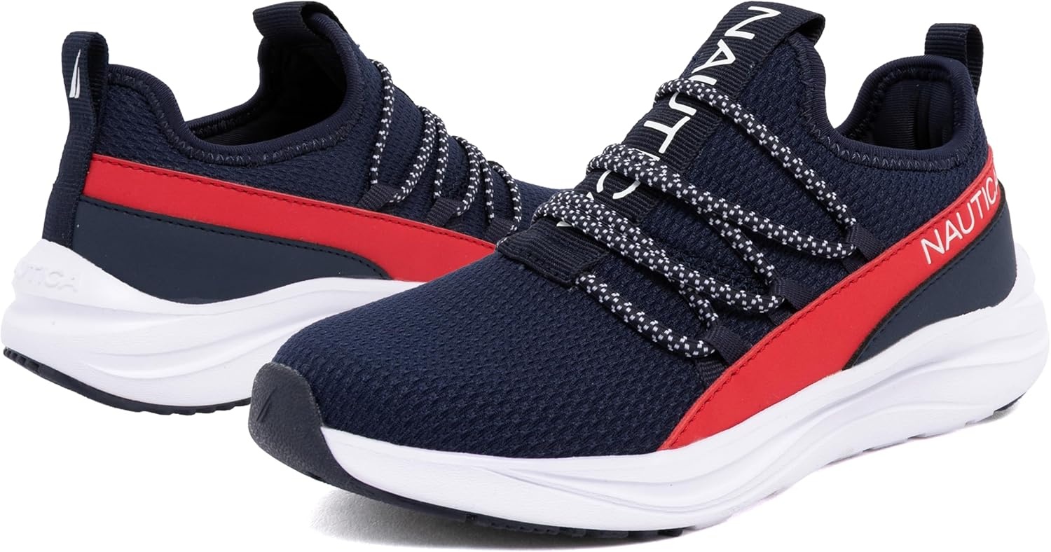 image:imageNautica Kids Boys and Girls Athletic SlipOn Sneakers Lightweight Bungee Running Shoes for Toddler Little Kid and Big KidAmericanaseabert