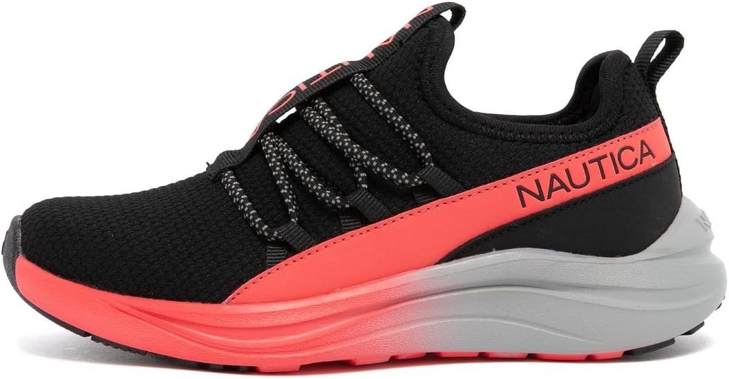 image:imageNautica Kids Boys and Girls Athletic SlipOn Sneakers Lightweight Bungee Running Shoes for Toddler Little Kid and Big KidBlack Pinkseabert