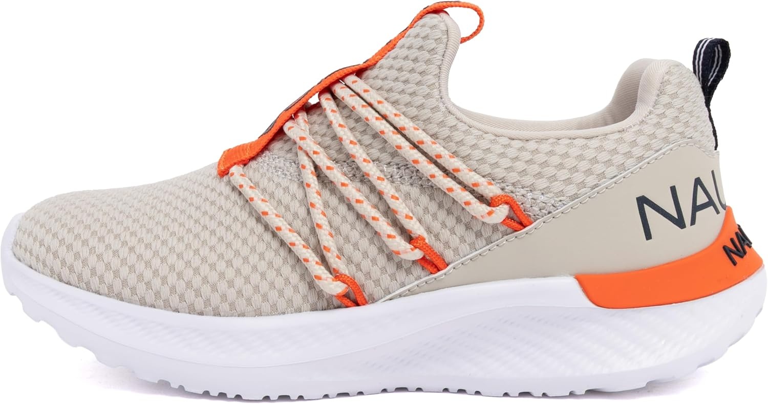 image:imageNautica Kids Boys and Girls Athletic SlipOn Sneakers Lightweight Bungee Running Shoes for Toddler Little Kid and Big KidBone Orangestellan