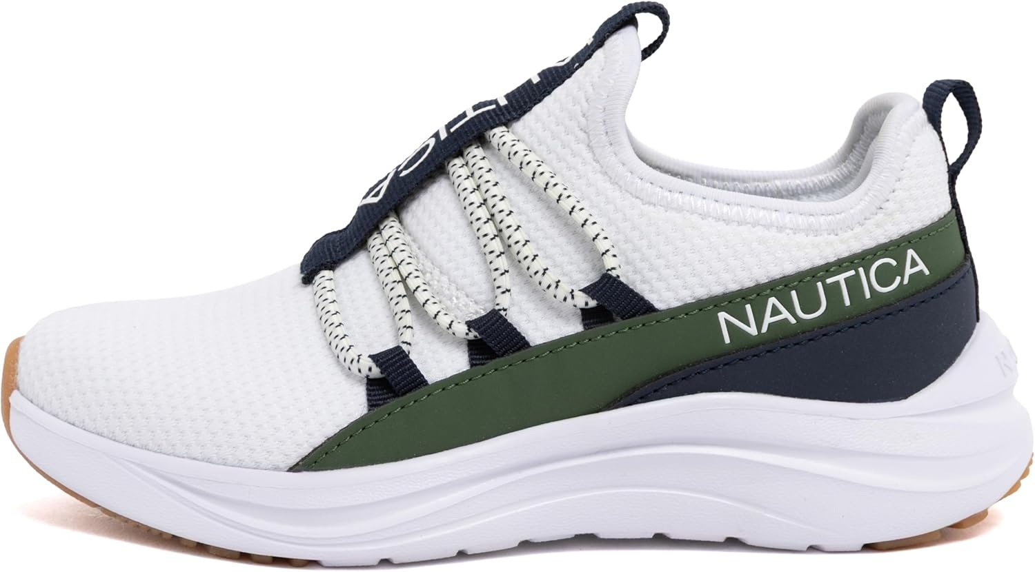 image:imageNautica Kids Boys and Girls Athletic SlipOn Sneakers Lightweight Bungee Running Shoes for Toddler Little Kid and Big KidNavy Greenseabert