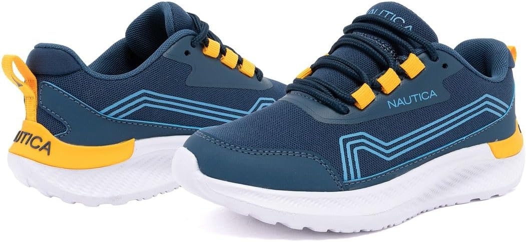 image:imageNautica Kids Boys and Girls Athletic SlipOn Sneakers Lightweight Bungee Running Shoes for Toddler Little Kid and Big KidNavy Orangestellan